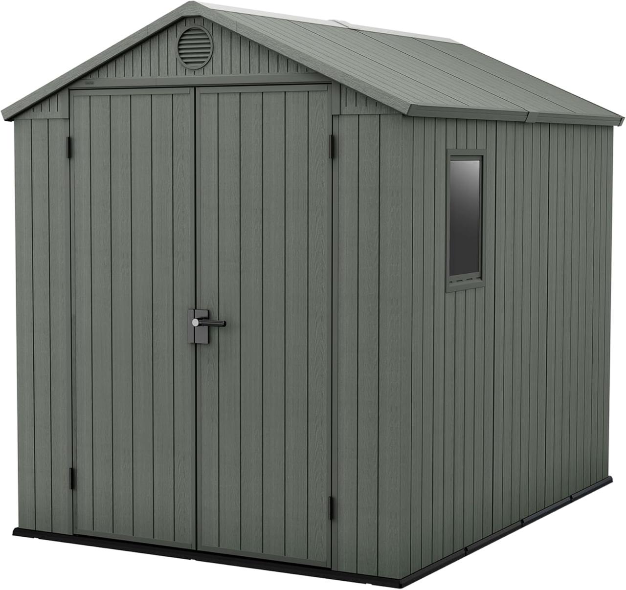 6×8 Darwin Heavy Duty Plastic Garden Shed – Green