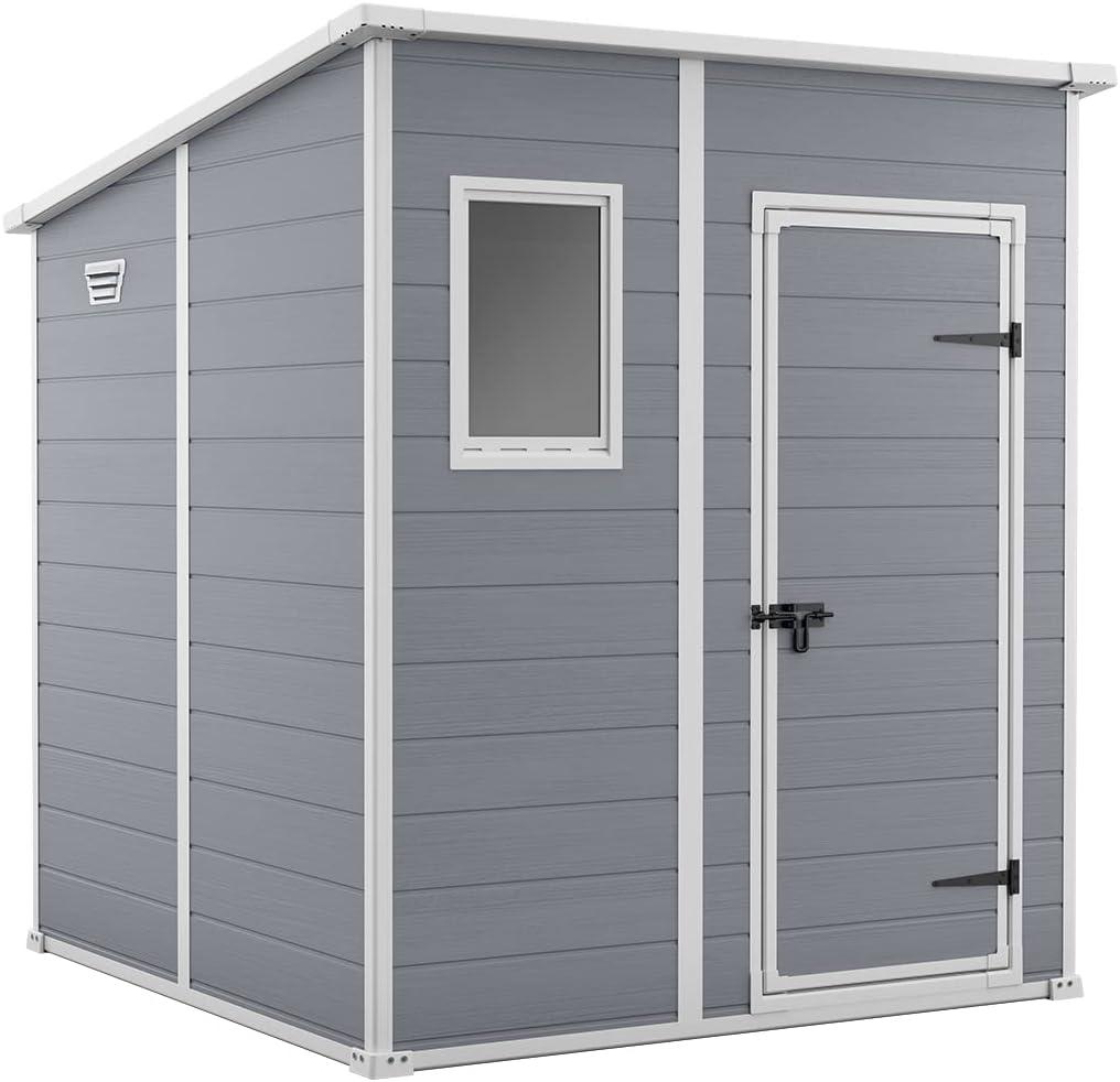 6 x 6 Manor Plastic Pent Garden Storage Shed – Grey